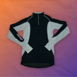 Womens XL Helly Hansen Black & Grey 1/4 Zip Thermal BaseLayer Shirt + Thumbholes